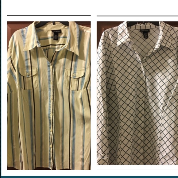 Lot of 2 Lane Bryant Button Down Shirt Sz 26/28 Stripes Vintages - Picture 1 of 5